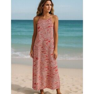 Laundry by Shelli Segal Red/white  Back Cutout Tropical Print Maxi Dress Size 4